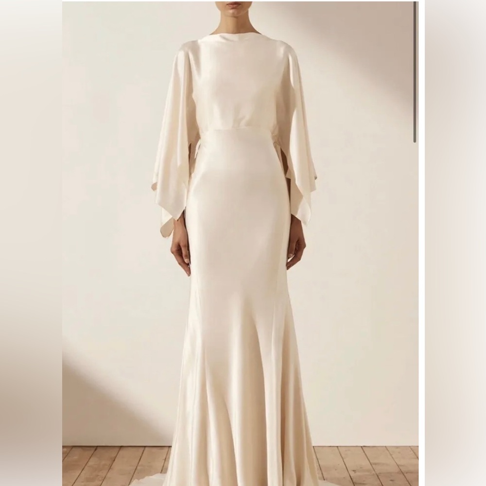 Shona Joy La Lune Flutter Sleeve Lace Back Maxi Dress - Cream Size 4